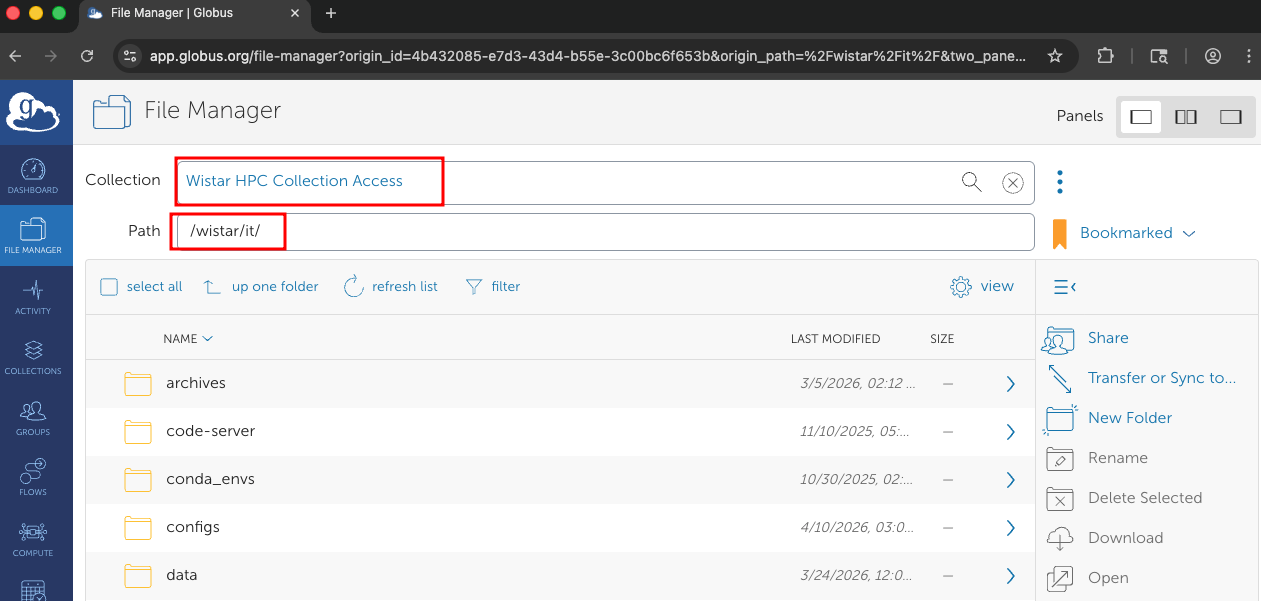Globus File Manager